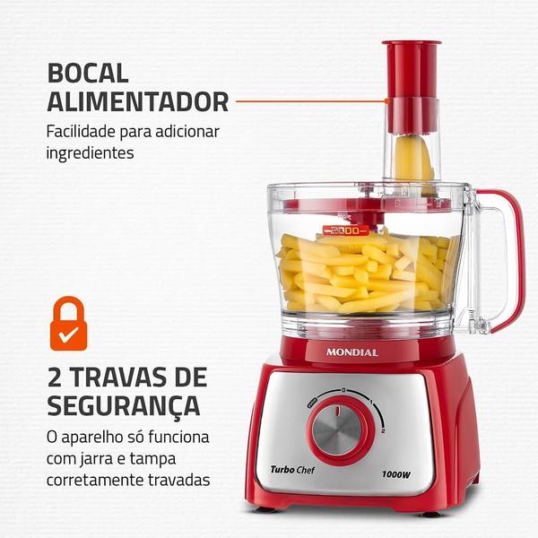 Imagem de Multiprocessador de Alimentos MPN-01-RF Turbo Chef 9 em 1 Mondial Vermelho 1000W 110V