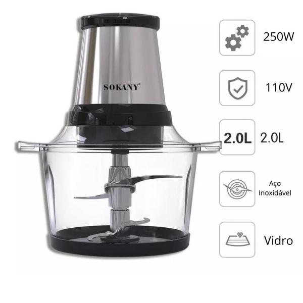 Imagem de Multiprocessador Elétrico 2L para Cozinha, Potente e Durável, 110v