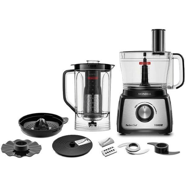 Imagem de Multiprocessador Mondial Turbo Chef MPN-01-BF 9 Em 1 + Liquidificador + Espremedor 127V ~ 60HZ - Preto/Prata