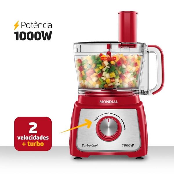 Imagem de Multiprocessador Turbo Chef 5 em 1 Mondial MPN-01-R 220V 1000W Vermelho