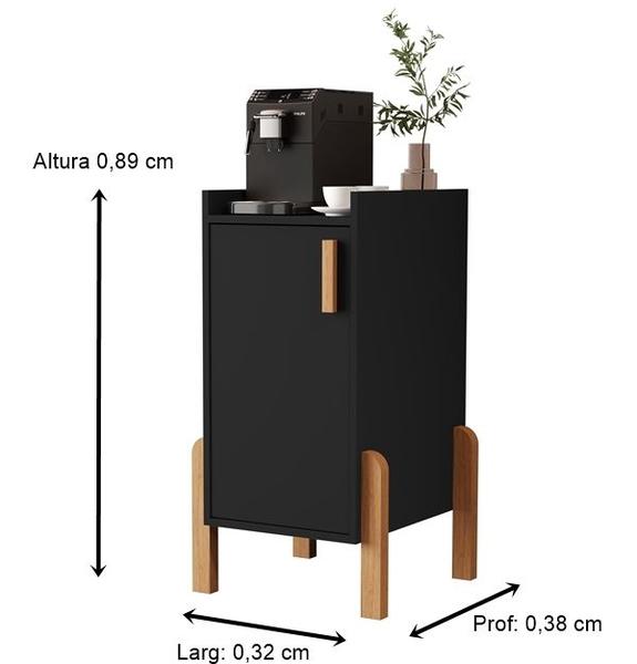 Imagem de Multiuso Aparador Cozinha Pamela Pés em Madeira cor Preto - MJM Casa dos Móveis