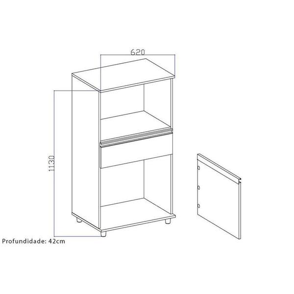 Imagem de Multiuso de Cozinha Balcão  ASM142 c/ 1 Porta e 1 Gaveta Branco - Movelbento