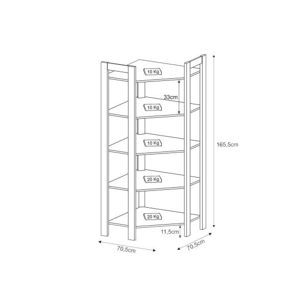 Imagem de Multiuso Quarto Casal AZ1020 c/ 5 Prateleiras Branco/Nogal - Tecno Mobili