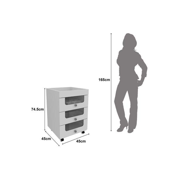 Imagem de Multiuso Quarto Casal Carrinho de Maquiagem PE2013 c/ 3 Portas e Rodízios Branco - Tecno Mobili