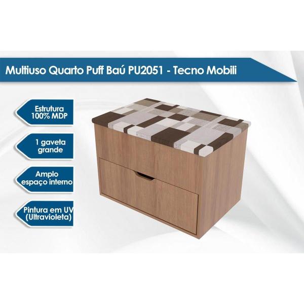 Imagem de Multiuso Quarto Puff Baú PU2051 C/ Gaveta Branco/408 - Tecno Mobili