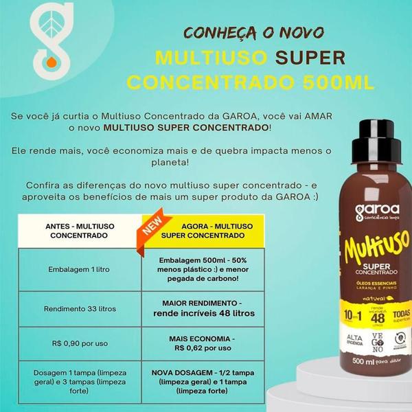 Imagem de Multiuso Super Concentrado Natural Laranja 500 Ml - Garoa