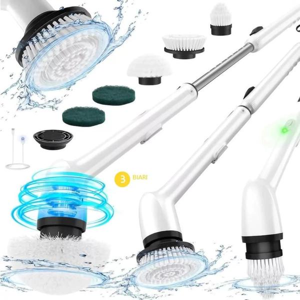 Imagem de Multiuso Vassoura Spin , Purificador de Energia Sem Fio, 7 Cabeças de Substituição, Rotativo para Banheiro , limpezas pe