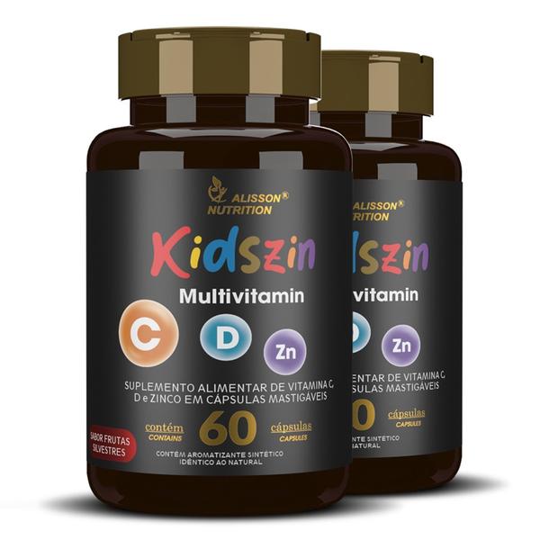 Imagem de Multivitamin Kidszin Vitaminas C D Zinco para crianças 120 cápsulas mastigaveis saborosas