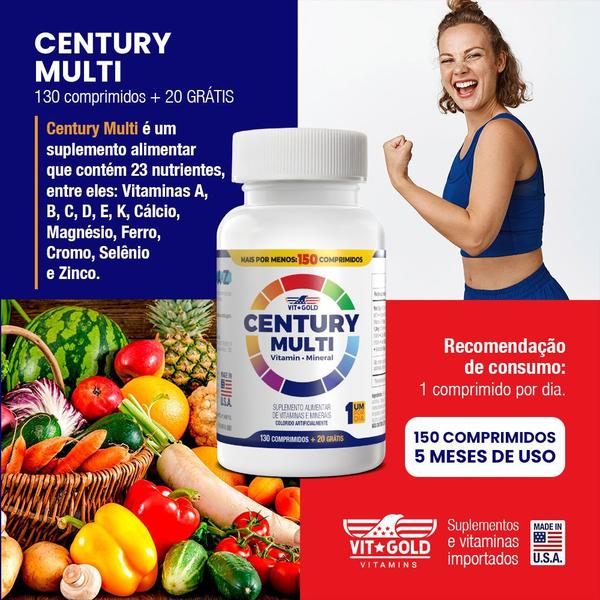 Imagem de Multivitamínico Century Multi Vitgold Kit 2x130 + 20 comp.