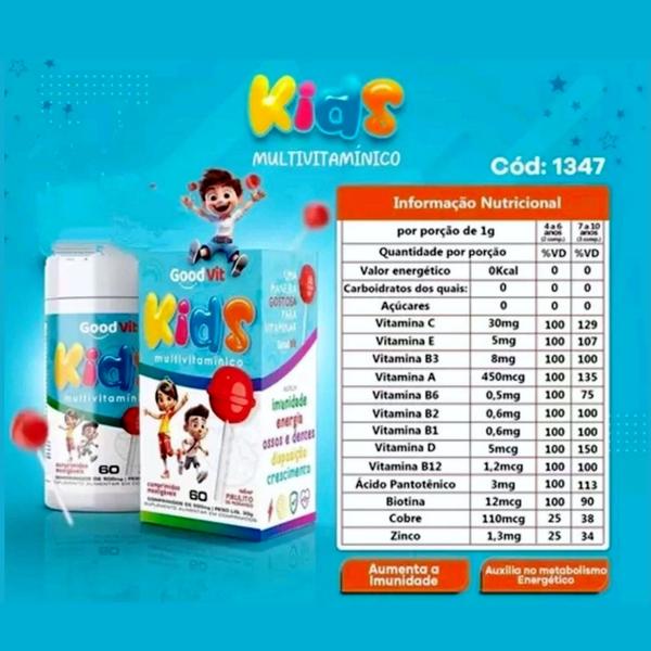 Imagem de Multivitaminico Kids 60 Comprimidos Mastigaveis - sabor Morango - Good Vit