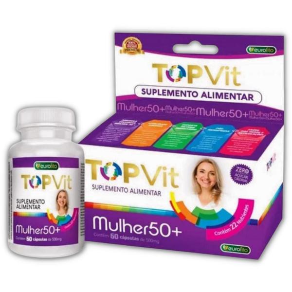 Imagem de Multivitaminico Mulher 50+ Vitalidade Top Vit 60 Cápsulas - Vitamina Para Idosos Suplemento