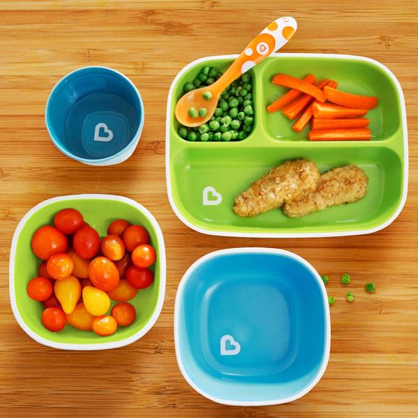 Imagem de Munchkin Splash 4 Peça Toddler Split Plate e Bowl Dining Set, Azul/Verde