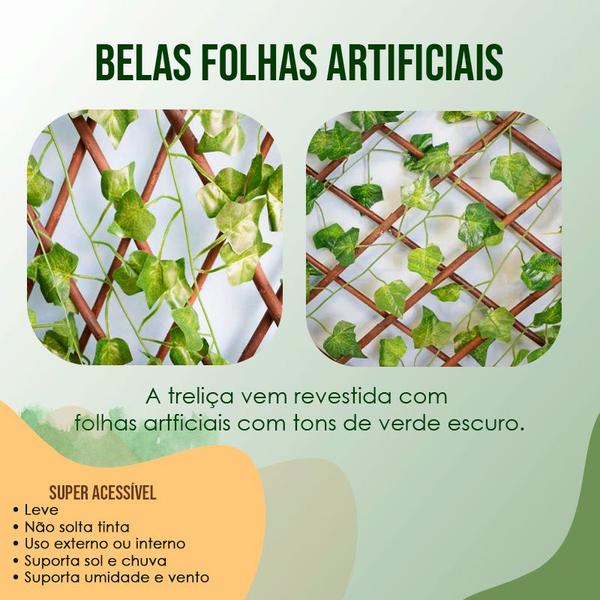 Imagem de Muro Inglês Treliça Jardim Horizontal Painel C/Folhas 2m