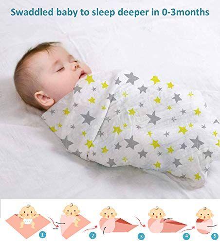 Imagem de Muslin Baby Blankets - 3 Pack Muslin Swaddle Cobertores Unissex - Soft & Breathable - Algodão Muslin Newborn Swaddle Cobertor para Meninos e Meninas - Tamanho Grande 47x47in Recebendo Blanketwrap, Cinza