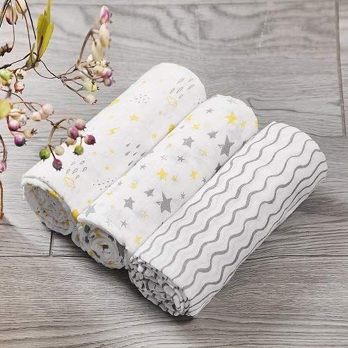 Imagem de Muslin Baby Blankets - 3 Pack Muslin Swaddle Cobertores Unissex - Soft & Breathable - Algodão Muslin Newborn Swaddle Cobertor para Meninos e Meninas - Tamanho Grande 47x47in Recebendo Blanketwrap, Cinza