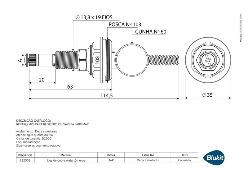 Imagem de Mvs Reparo Para Registro De Gaveta 3/4 Fabrimar X Acab Deca