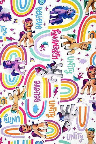 Imagem de My Little Pony Every Pony Pode Fazer a Diferença 4 Peças Conjunto de Cama infantil - Inclui Comforter Acolchoado, Folha de Cima, E Capa de Travesseiro, Rosa + Roxo para Cama de Crianças, 28" x 52"