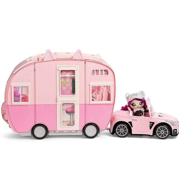 Imagem de Na Na Na Surprise Kitty Cat Camper Playset Trailer Rosa