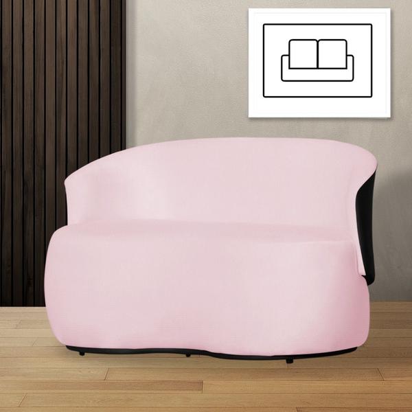 Imagem de Namoradeira Aisha Orgânica 2 Lugares Composê Suede Rosa Bebe em Corano Preto - MB DECOR