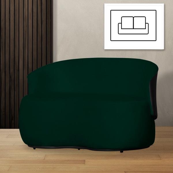 Imagem de Namoradeira Aisha Orgânica 2 Lugares Composê Suede Verde em Corano Preto - DL DECOR