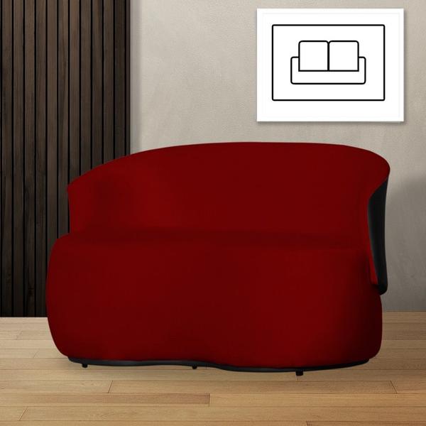 Imagem de Namoradeira Aisha Orgânica 2 Lugares Composê Suede Vermelho em Corano Preto - MB DECOR