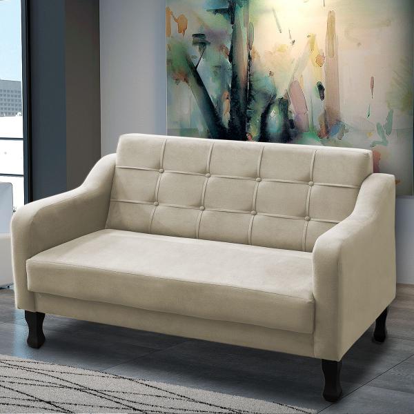 Imagem de Namoradeira Bella Decorativa 2 Lugares Suede Bege Claro