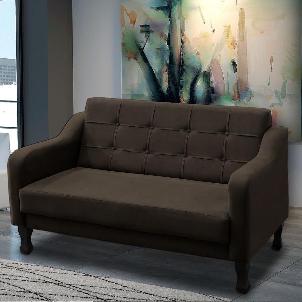 Imagem de Namoradeira Bella Decorativa 2 Lugares Suede Marrom Escuro