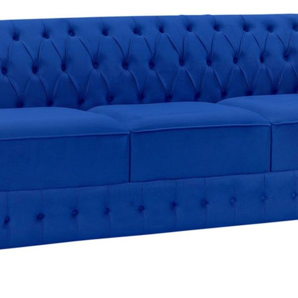 Imagem de Namoradeira Chesterfield Bourbon Veludo 3 Lugares Azul