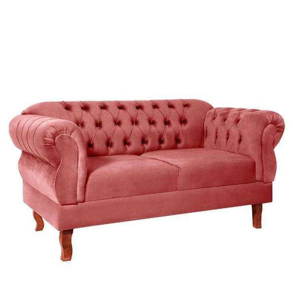 Imagem de Namoradeira Chesterfield Elisabeth 2 Lugares Via Encanto Veludo Rosa