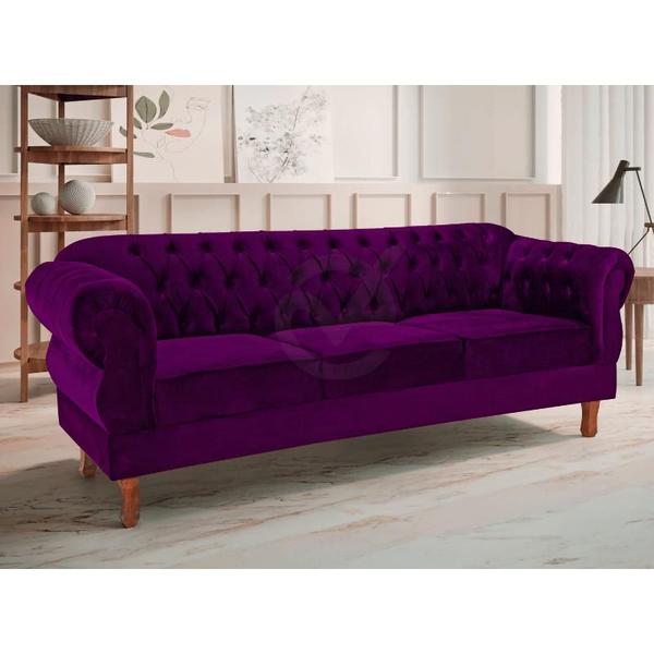 Imagem de Namoradeira Chesterfield Elisabeth 3 Lugares Via Encanto Veludo Uva