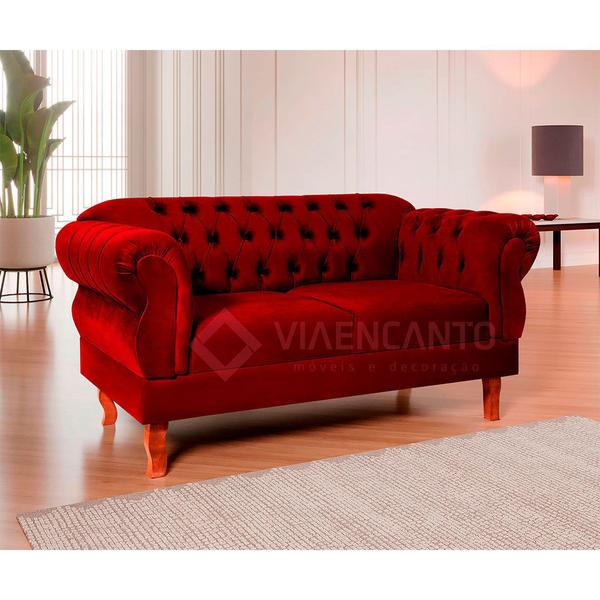 Imagem de Namoradeira Chesterfield Elisabeth Via Encanto Veludo Bordô