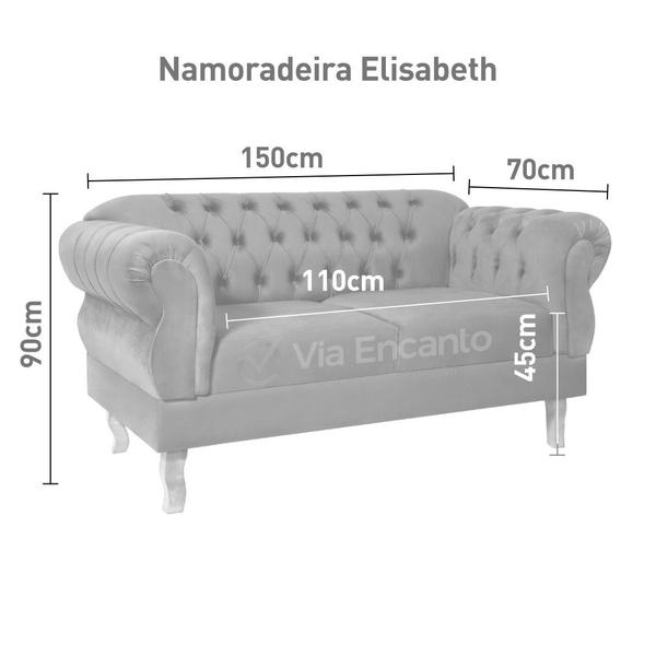 Imagem de Namoradeira Chesterfield Elisabeth Via Encanto Veludo Cinza