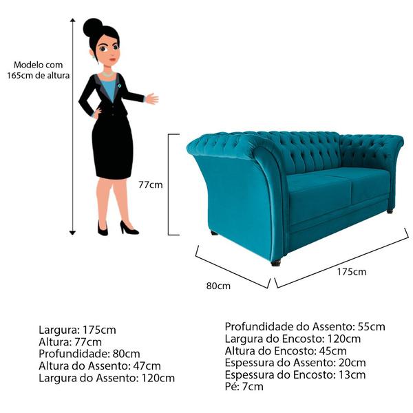 Imagem de Namoradeira Chesterfield Sofia Suede Azul Turquesa - Doce Sonho Móveis