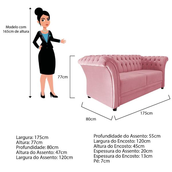 Imagem de Namoradeira Chesterfield Sofia Suede Rosa Bebê - ADJ Decor