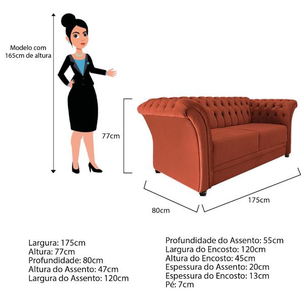 Imagem de Namoradeira Chesterfield Sofia Suede Terracota - ADJ Decor