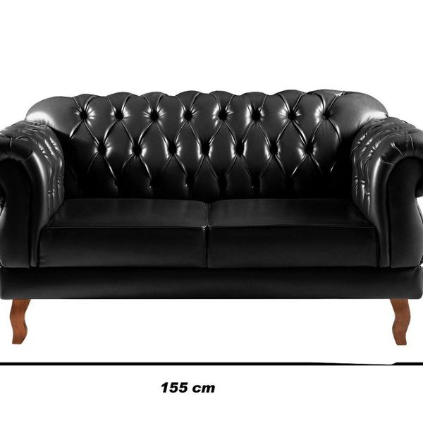 Imagem de Namoradeira com Puff Duquesa Decorativo Chesterfield Capitonê Preto