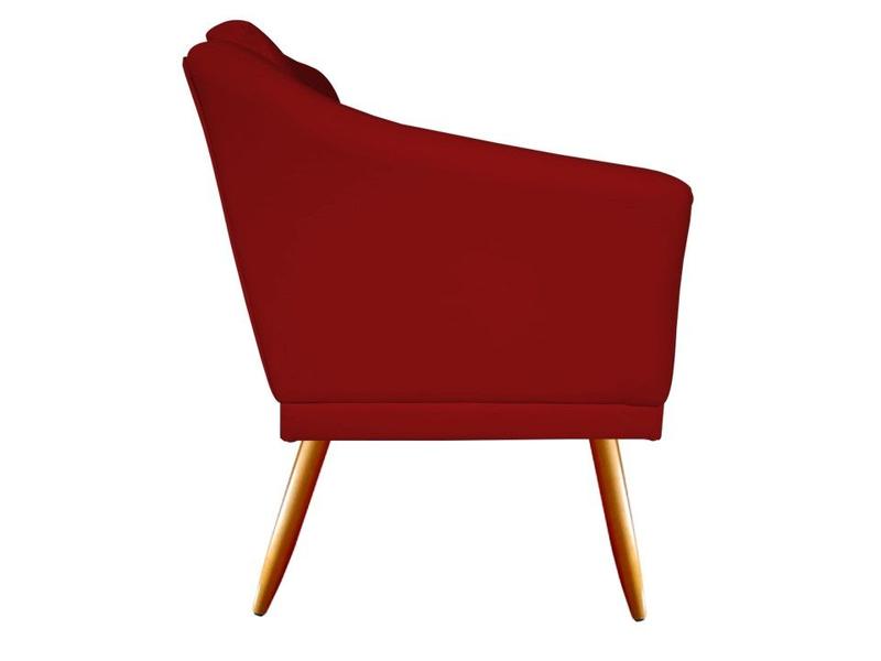 Imagem de Namoradeira Decorativa Agatha Suede Vermelho 2 Lugares Pés Madeira Ms Decor