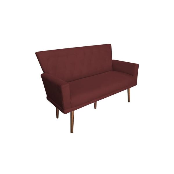 Imagem de Namoradeira Decorativa Aurora Suede Marsala Pés Madeira Mz Decor