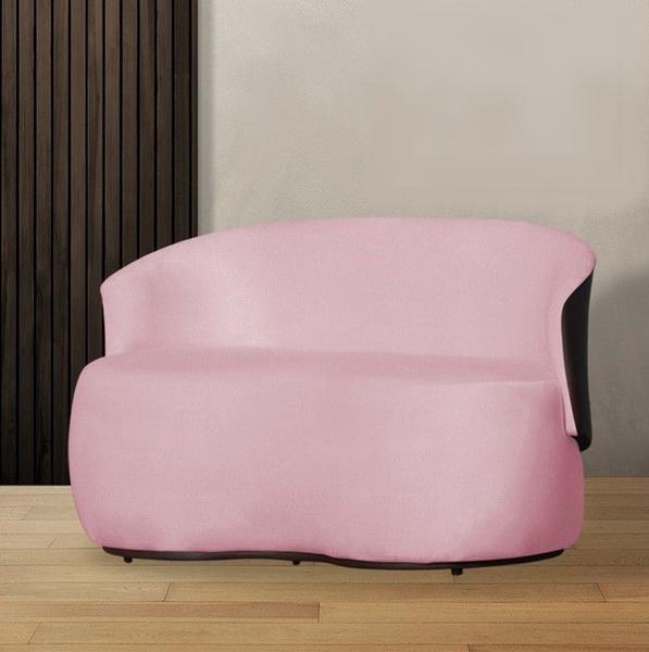 Imagem de Namoradeira Decorativa Beatriz Orgânica Composê Couro Marrom Suede Rosa Mz Decor