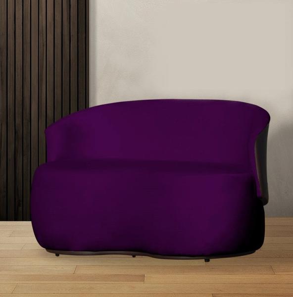 Imagem de Namoradeira Decorativa Beatriz Orgânica Composê Couro Marrom Veludo Roxo Ms Decor