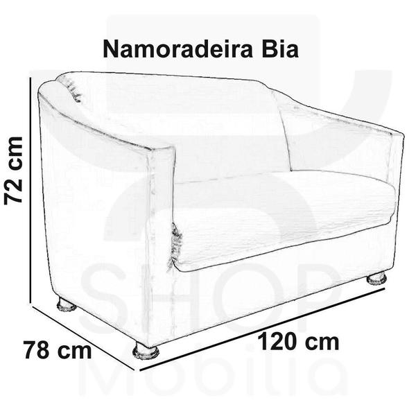 Imagem de Namoradeira Decorativa Bia 2 Lugares Suede Bege