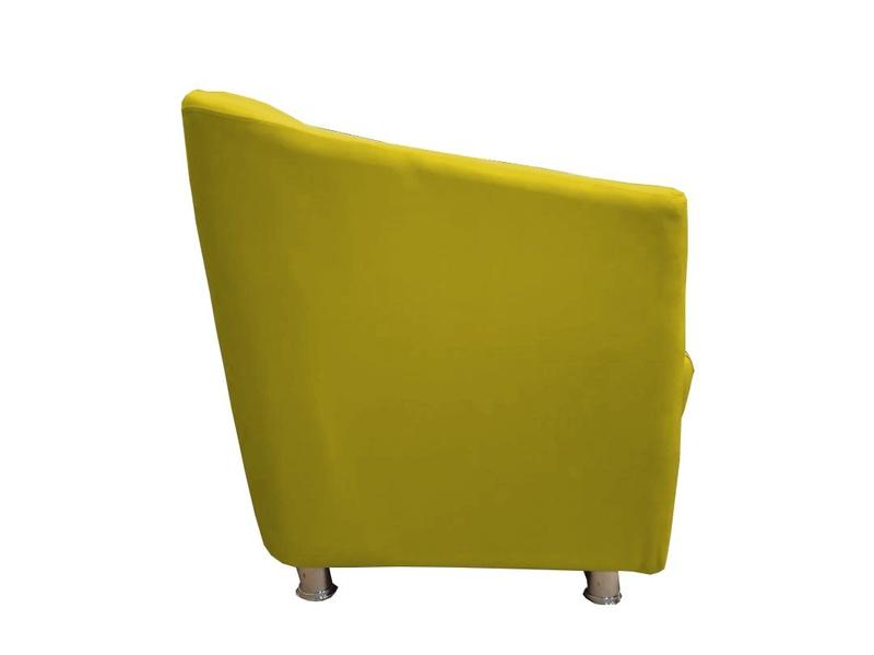 Imagem de Namoradeira Decorativa Biane Suede Amarelo 2 Lugares Pés Cromado Ms Decor