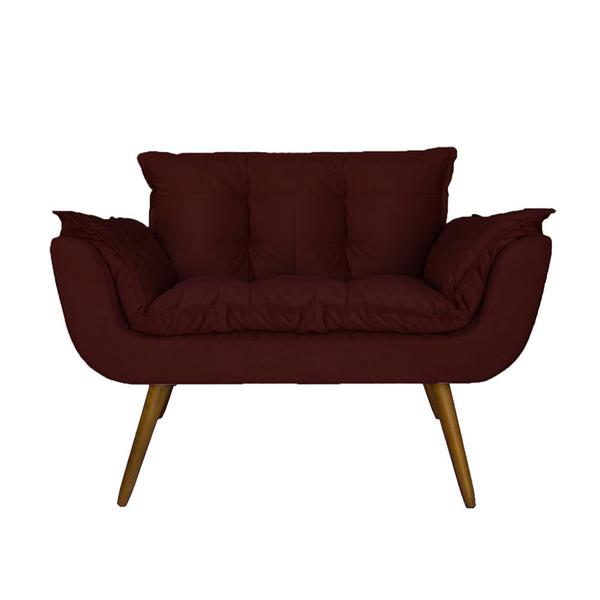 Imagem de Namoradeira Decorativa Estofada Para Recepção Clínica Opala Suede Vermelho Bordo - LM DECOR