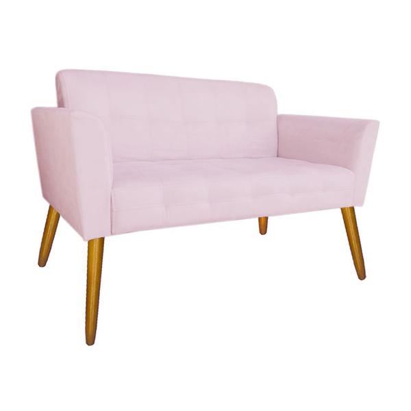 Imagem de Namoradeira Decorativa Estofada Para Recepção Melissa Suede Rosa Bebe - DL Decor