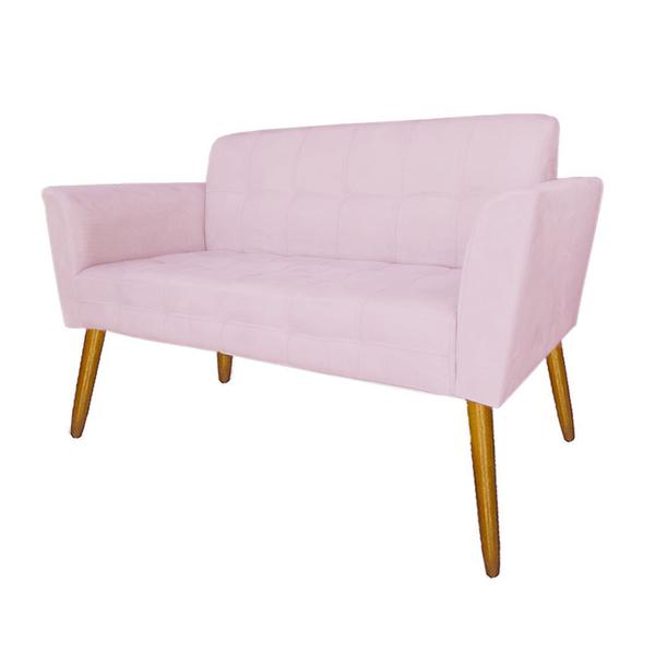 Imagem de Namoradeira Decorativa Estofada Para Recepção Melissa Suede Rosa Bebe - DL Decor