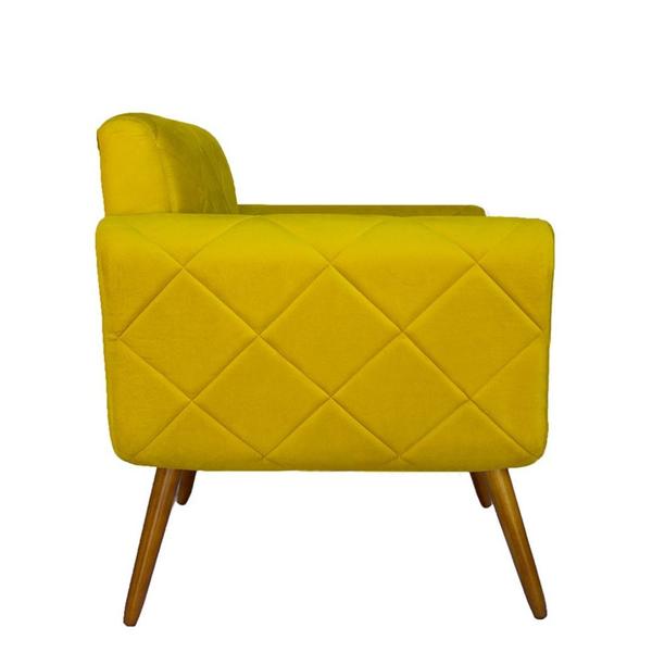 Imagem de Namoradeira Decorativa Estofada Para Sala de Recepção Isabella Corano Amarelo - DL DECOR