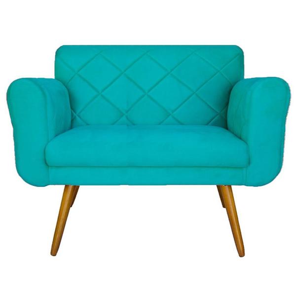 Imagem de Namoradeira Decorativa Estofada Para Sala Estar Isabella Suede Azul Turquesa - DL DECOR