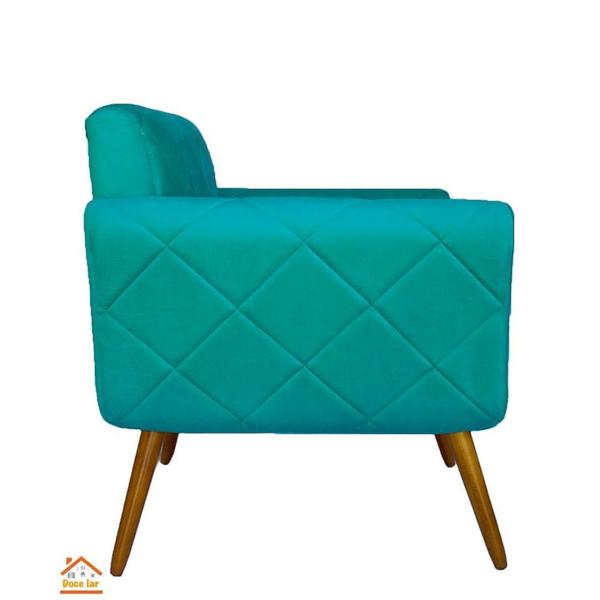 Imagem de Namoradeira Decorativa Estofada Para Sala Estar Isabella Suede Azul Turquesa - DL DECOR