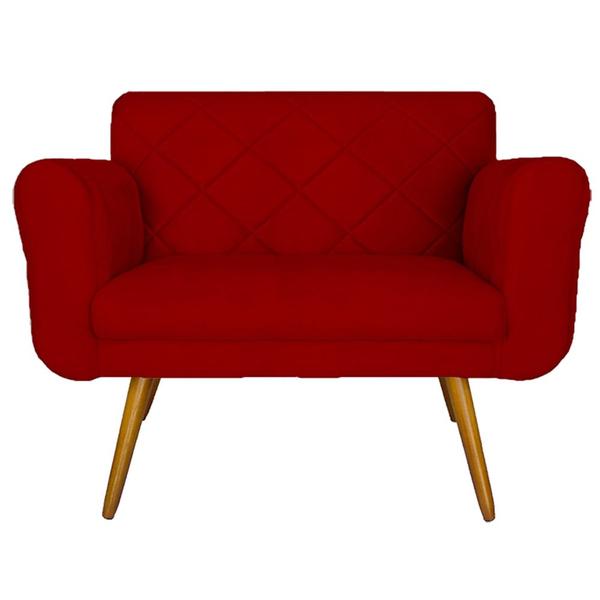 Imagem de Namoradeira Decorativa Estofada Para Sala Estar Isabella Suede Vermelho - DL DECOR