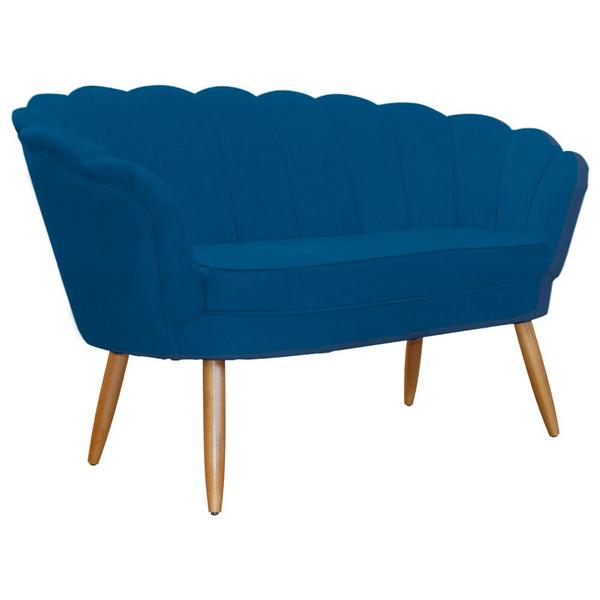 Imagem de Namoradeira Decorativa Estofada Para Salão de Beleza Pétala Suede Azul Royal - LM DECOR